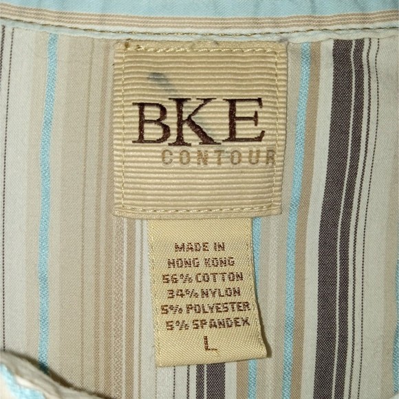 BKE Shirt Contour Striped Size L Large Button Up Multi Color With Turquoise. - Picture 3 of 8